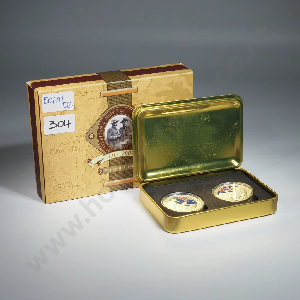 2005 New Zealand Two Silver One Ounce Proof Coin Set - ANZAC  Image 1++