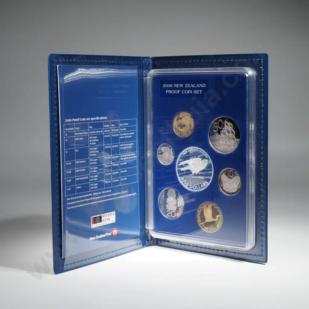 2006 New Zealand Proof Coin Set w Silver Five Dollar Coin  Image 1++