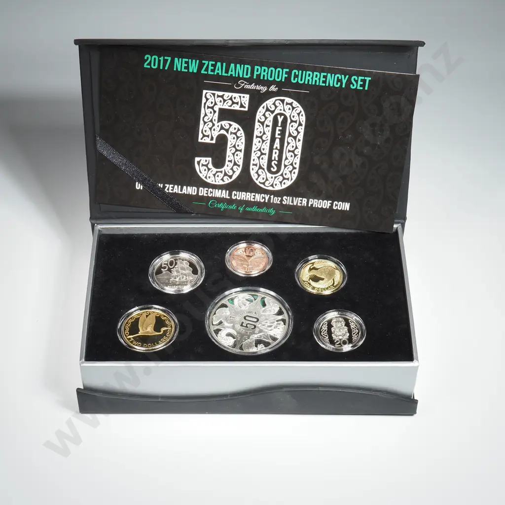 2017 Decimal Currency 50th Anniversary Proof Set w One Ounce Silver Proof Coin CV $1000 Image 1++