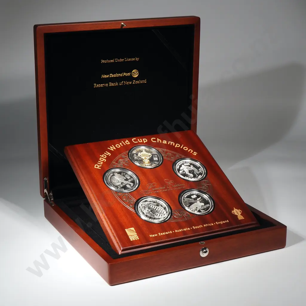 2011 Rugby World Cup Champions Coin Set  ( x5 Coins ) One Ounce Silver Proof Image 1++