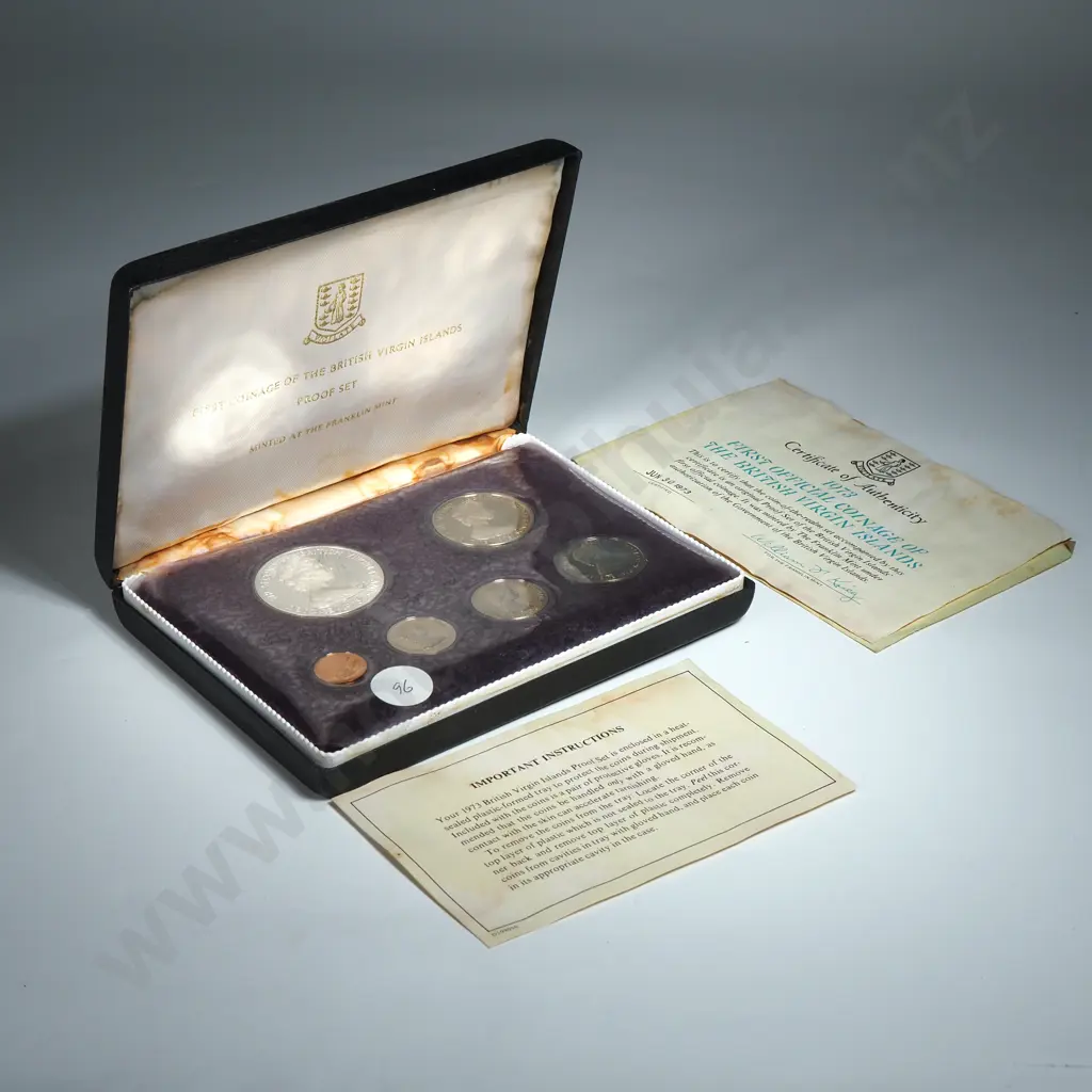 1973 First Coinage of the British Virgin Islands Proof Coin Set w Silver Coin  Image 1++