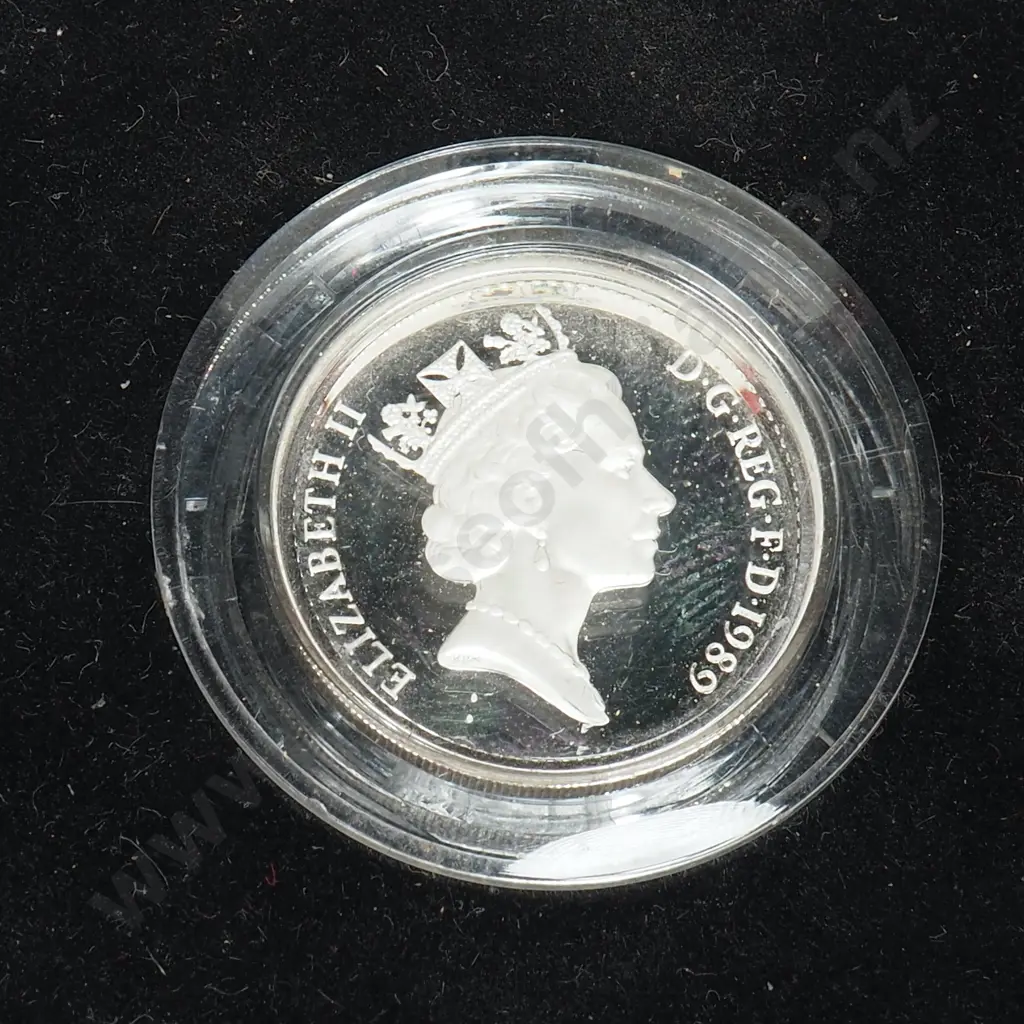 1989 United Kingdom Proof Silver Piedfort One Pound  Image 1++