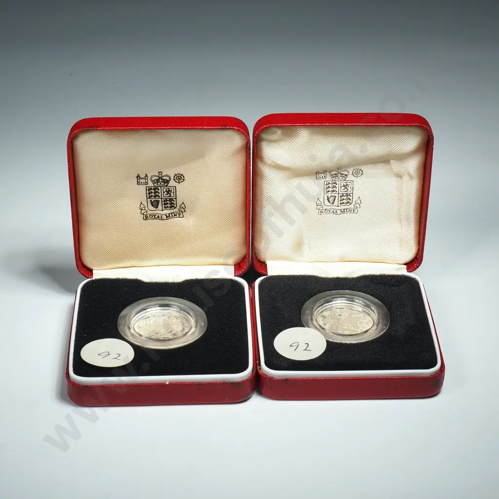 Two United Kingdom Sterling Silver Proof One Pounds Coins  Image 1++