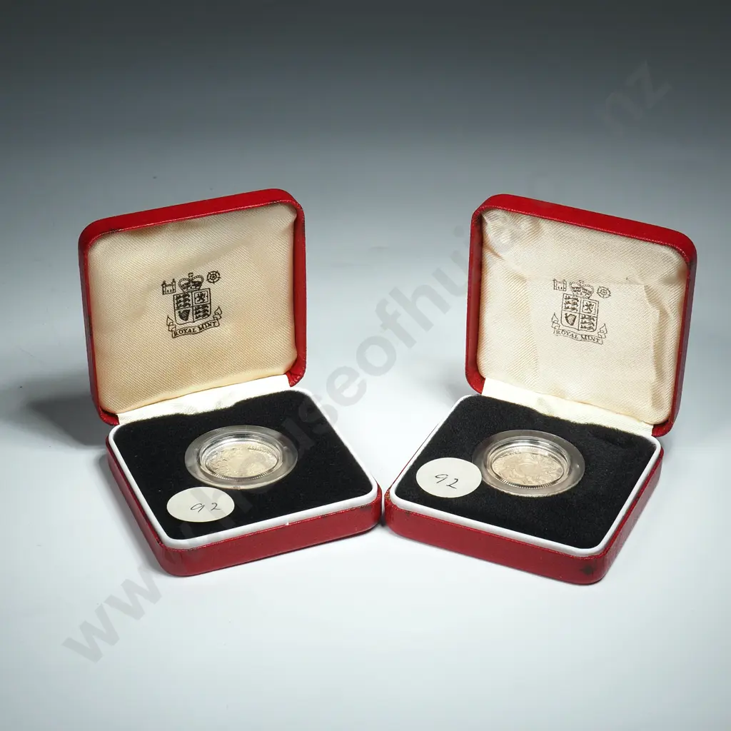Two United Kingdom Sterling Silver Proof One Pounds Coins  Image 1++