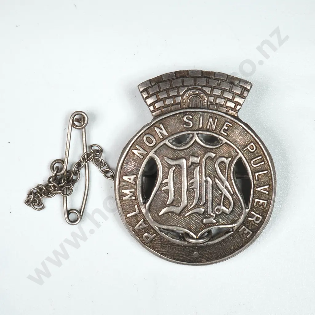 Antique Dannevirke High School Sterling Silver Badge Image 1++