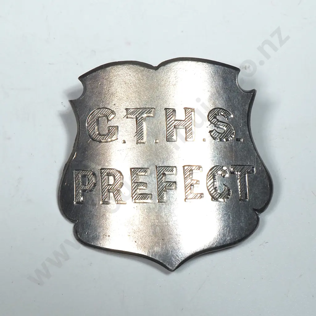 Antique Greymouth Tech High School Prefect Sterling Silver Badge - Carney Jeweller Mark Image 1++