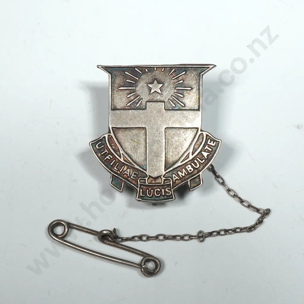 Antique Sterling Silver New Zealand School Badge Image 1++