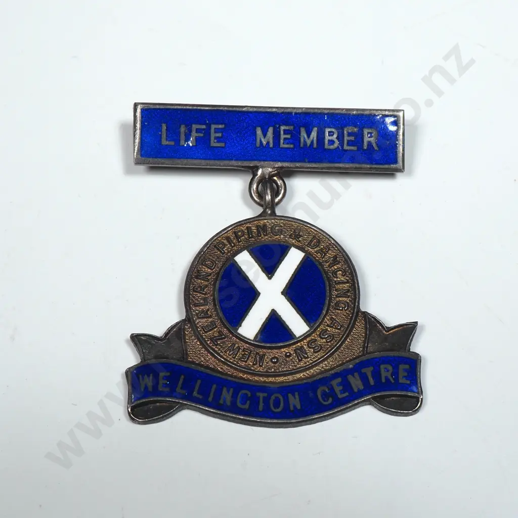 Antique New Zealand Piping & Dancing association - Wellington Centre Life Member Sterling Silver Image 1++