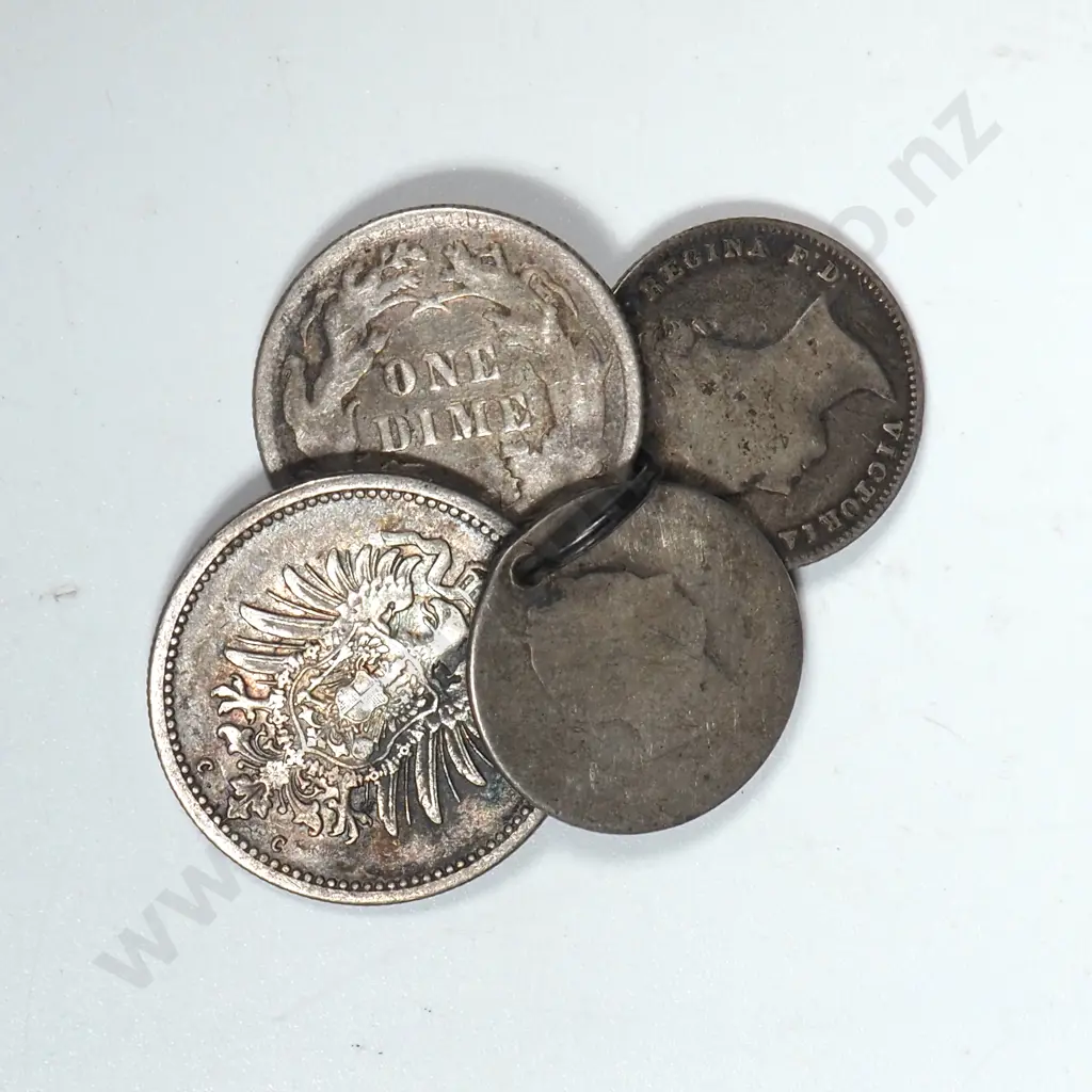 Four Coin Pendant incl 1876 USA Dime  Image 1++