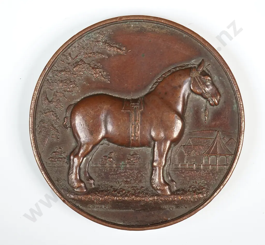 Antique copper medal “THE CLYDESDALE HORSE SOCIETY OF THE DOMINION OF NEW ZEALAND”, 44mm Image 1++