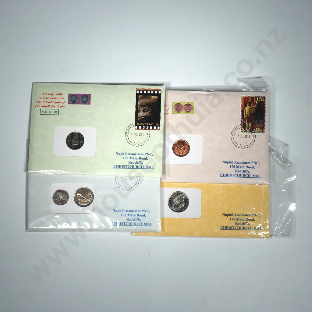 Four New Zealand PNC Stamp & Coin Covers  Image 1++