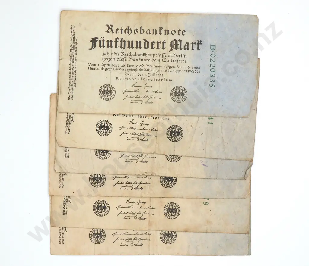 Seven 1922 Five Hundred Mark Banknotes  Image 1++