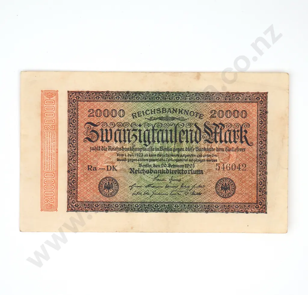1923 German Twenty Thousand Mark Banknote  Image 1++