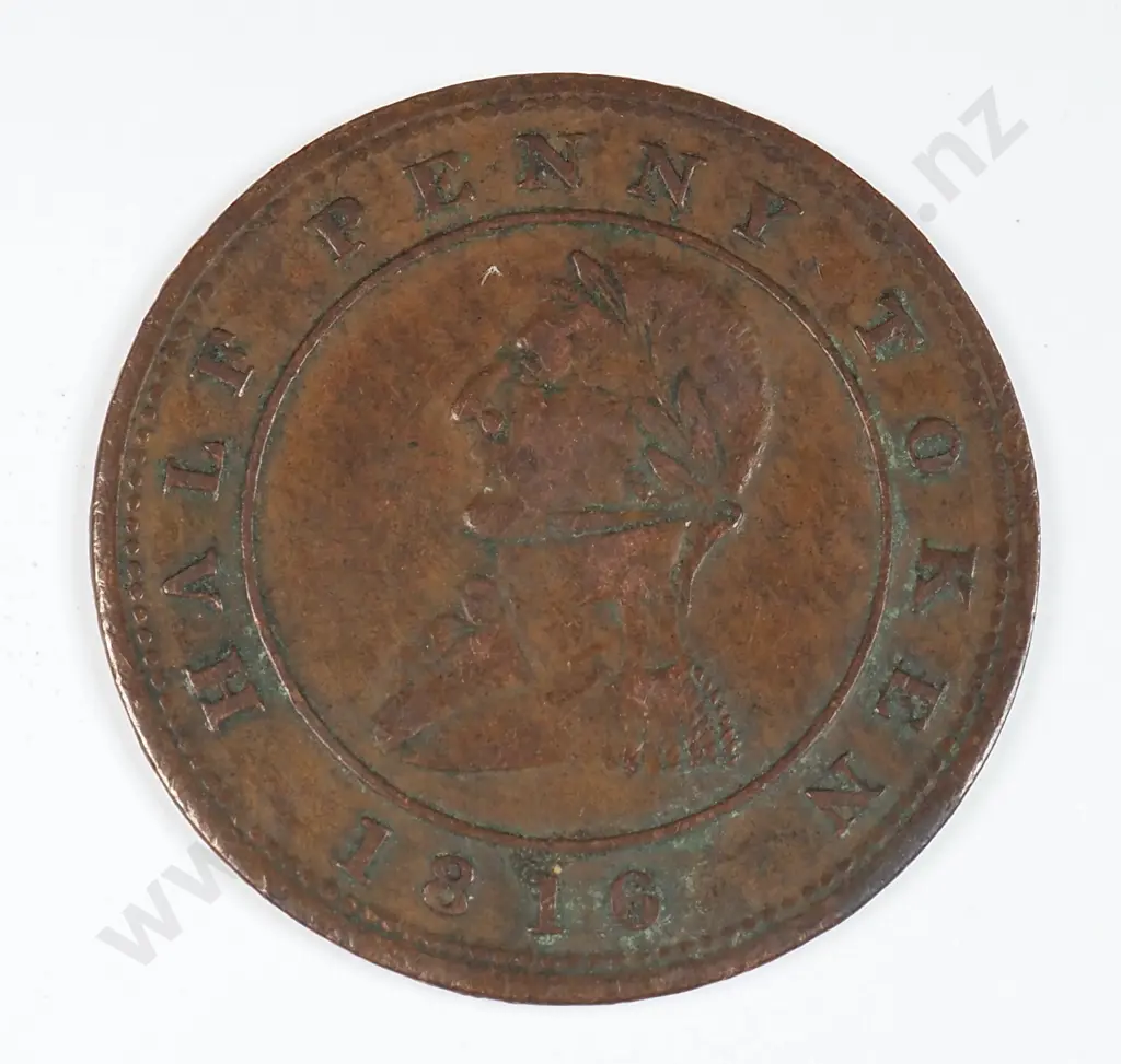 Canada 1816 Montreal Halfpenny Token, Fine Image 1++
