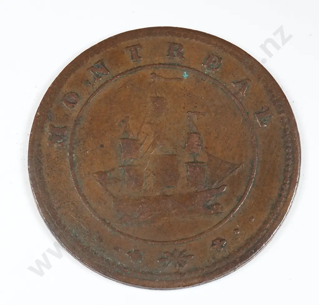 Canada 1816 Montreal Halfpenny Token, Fine Image 1++