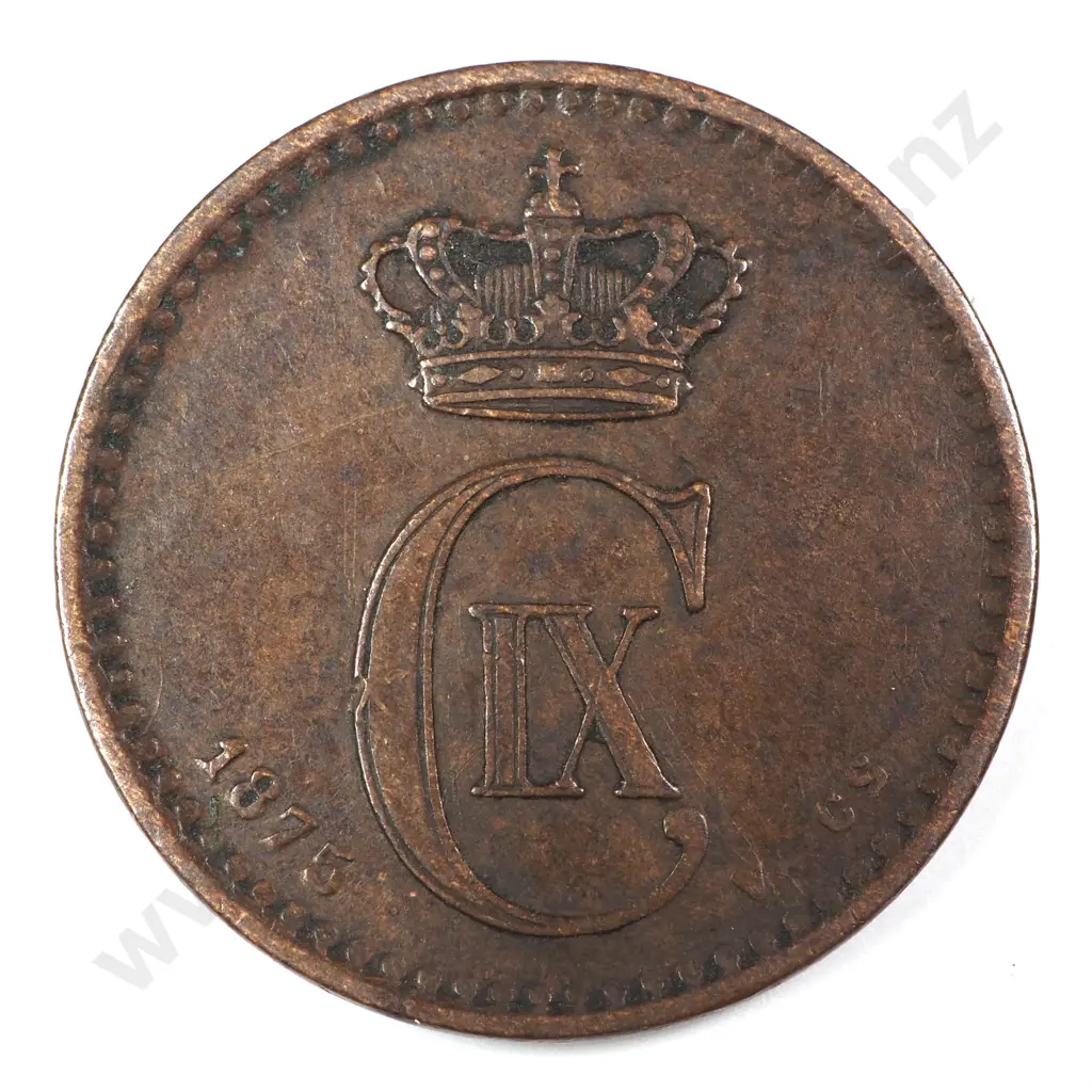 Denmark 1875 One Ore, Very Fine Image 1++