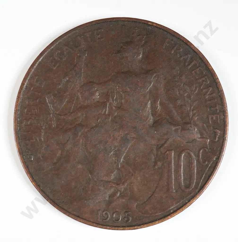 France 1905 Ten Centimes, Very Fine Image 1++