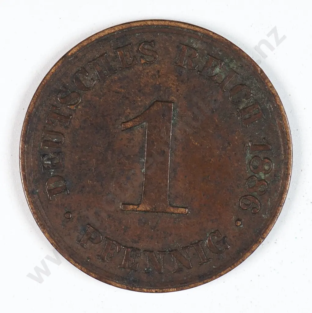 Germany 1886 'J' One Pfennig, Very Fine Image 1++