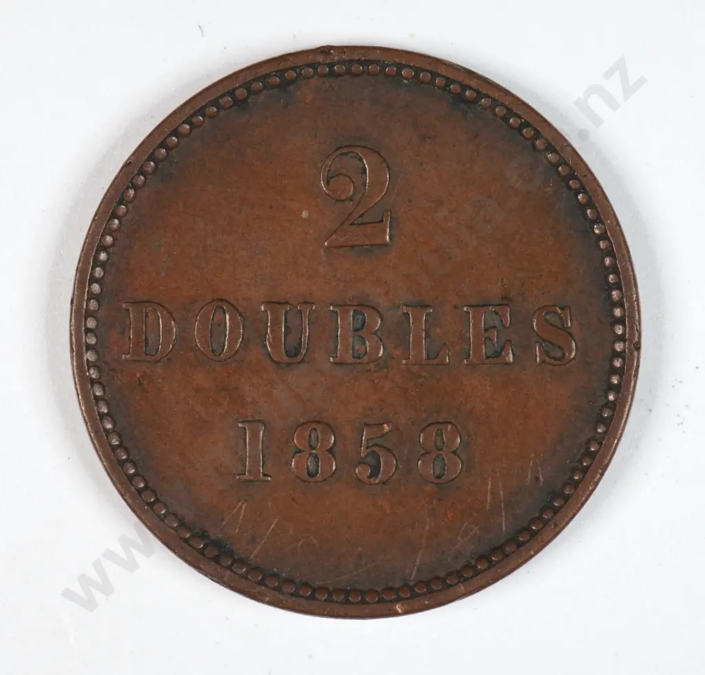 Guernsey 1858 Two Doubles, Very Fine Image 1++