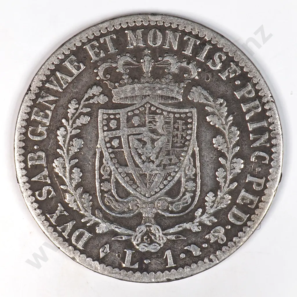 Italy Sardinia 1828 One Lire, Fine Image 1++