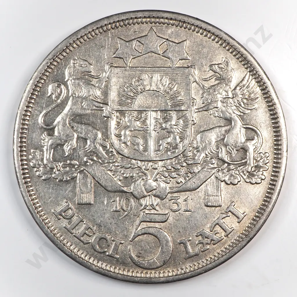 Latvia 1931 Five Lati, Extremely Fine Image 1++