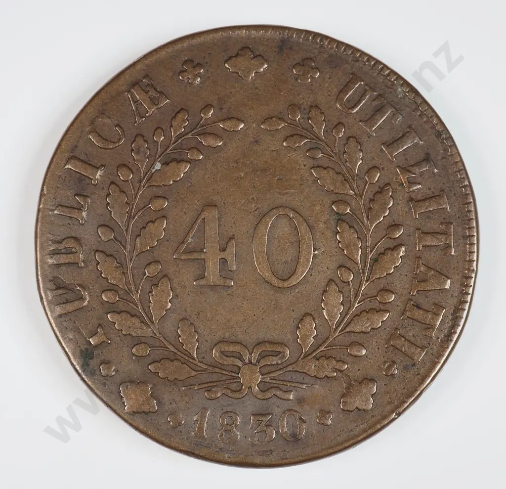 Portugal 1830 Forty Reis, Very Fine Image 1++