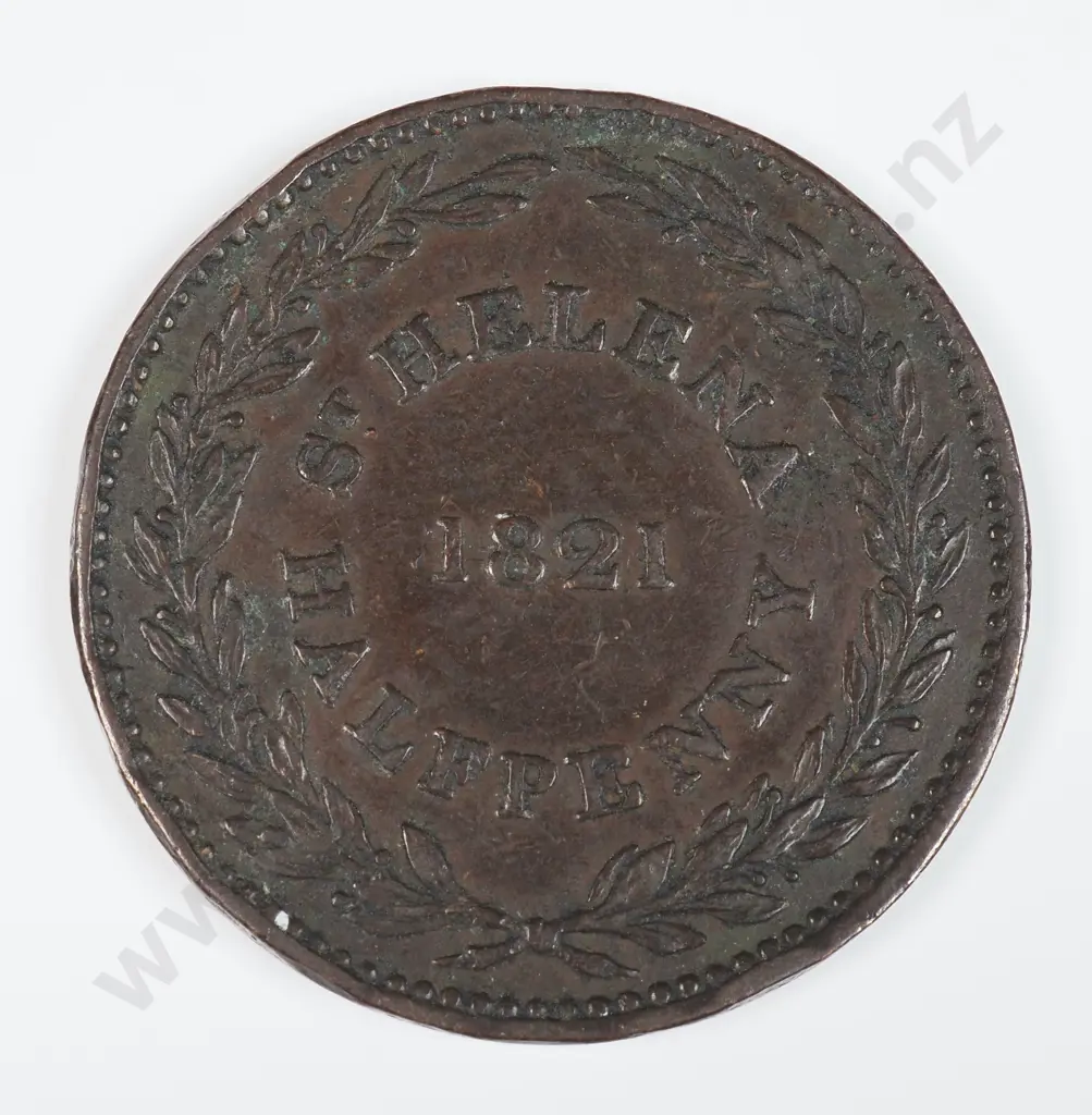 Saint Helena 1821 Halfpenny, Very Fine Image 1++