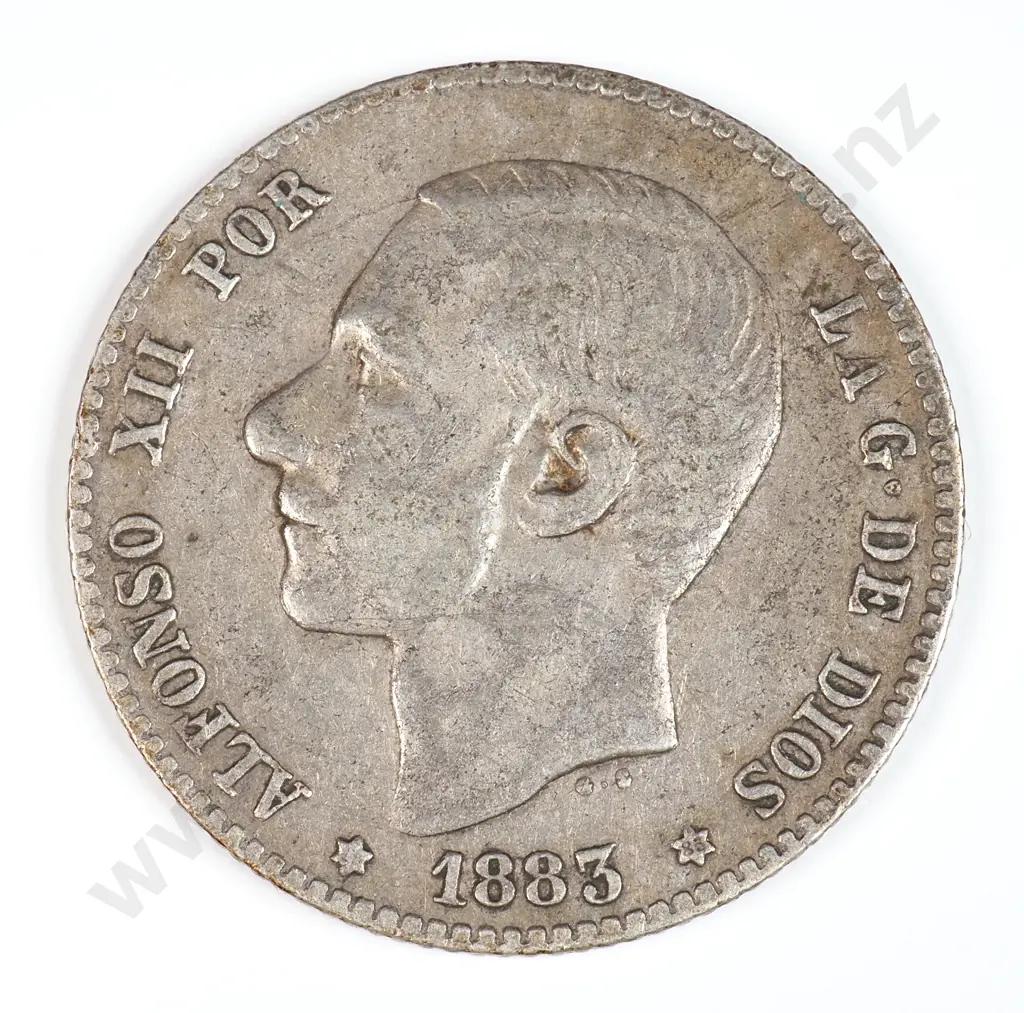 Spain 1883 One Peseta, Very Fine Image 1++