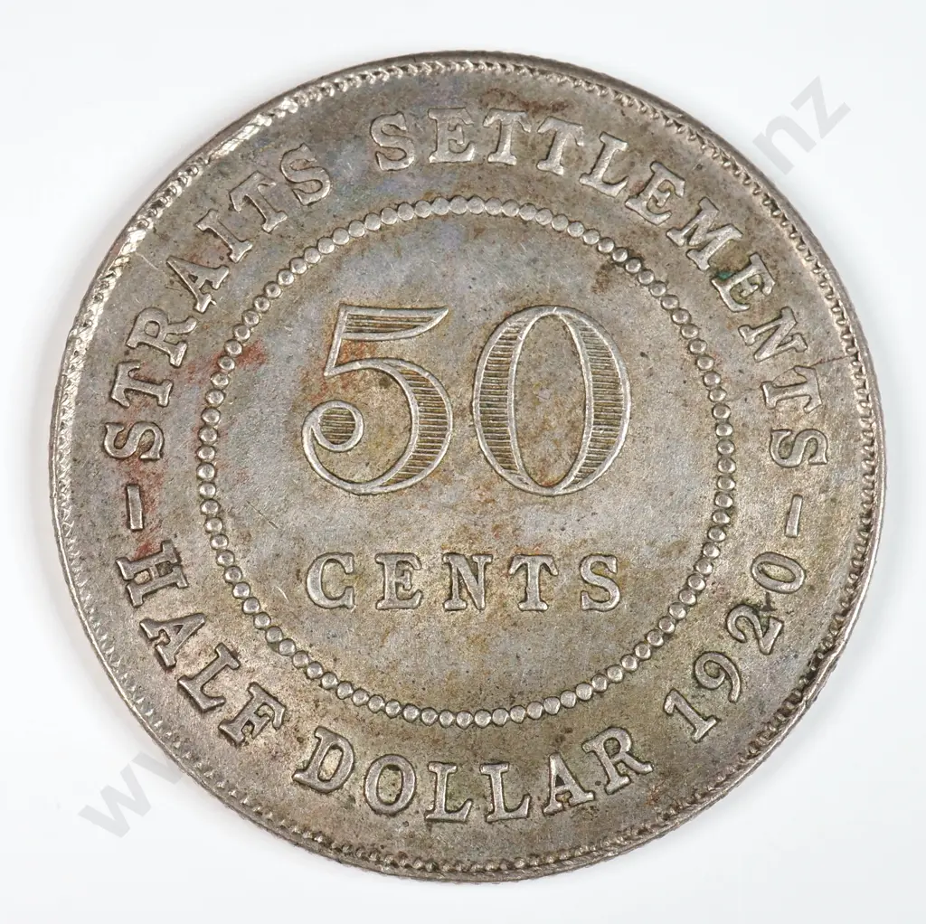 Straits Settlements 1920 Fifty Cents, Extremely Fine Image 1++