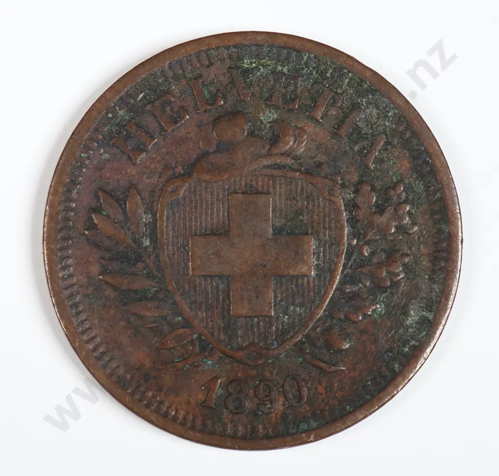 Switzerland 1890 One Rappen, Very Fine Image 1++