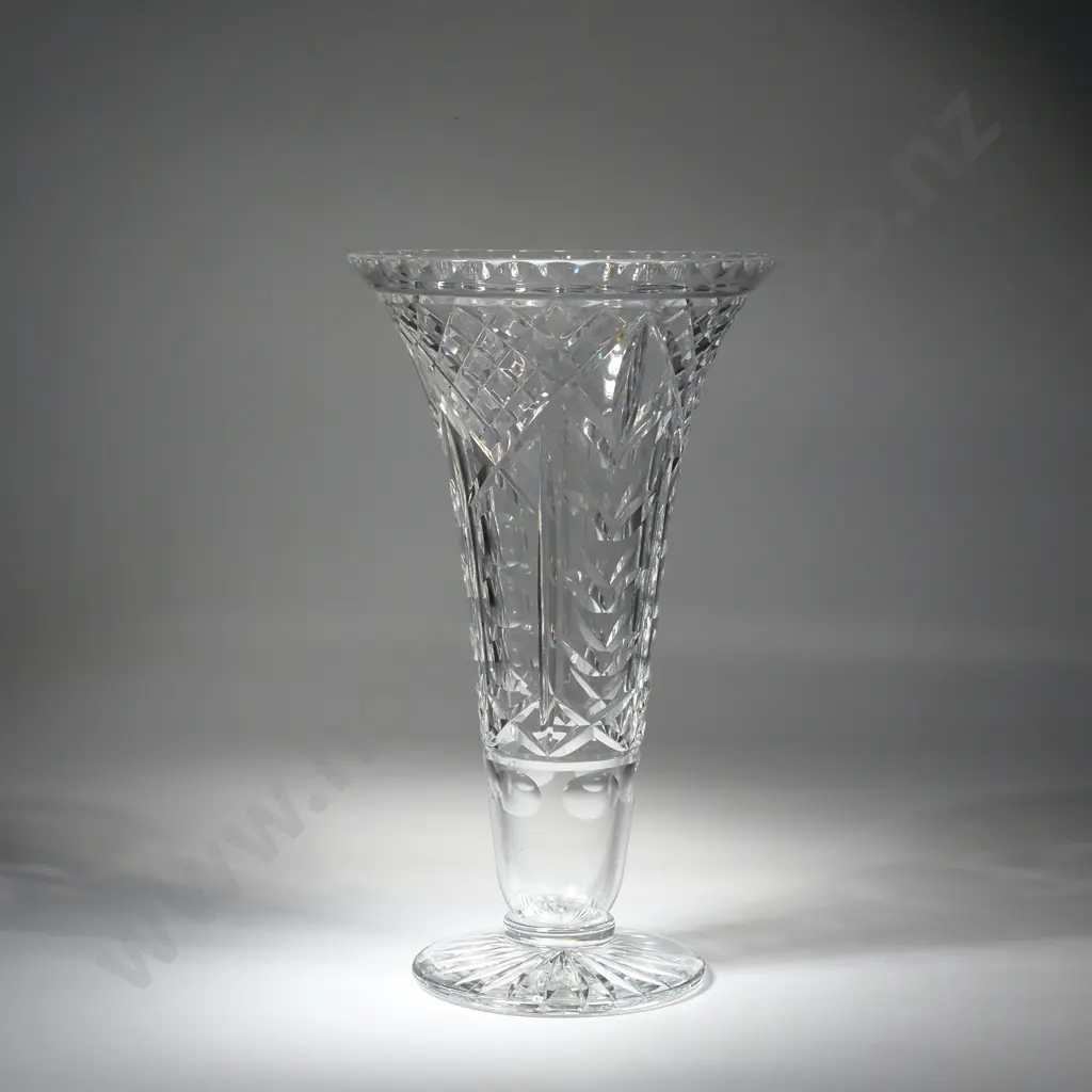 Vintage Webb Corbett Crystal Trumpet Vase Image 1++