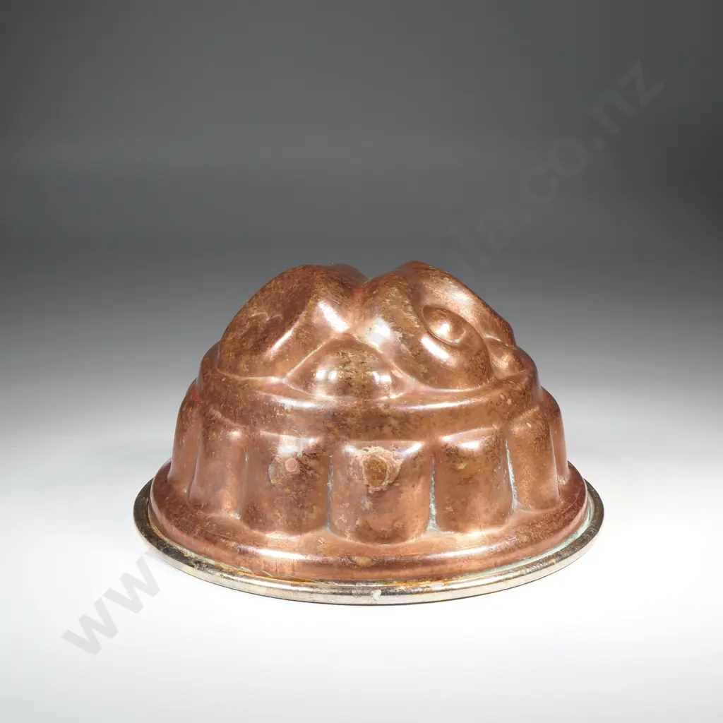 Vintage Domed Copper Jelly Dessert Mould w Brass Rim Image 1++