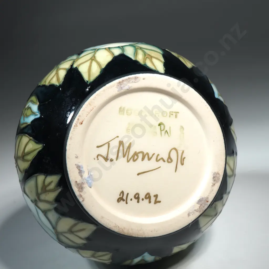 Moorcroft "Tudor Rose Blue" Vase, Signed J Moorcroft Image 1++