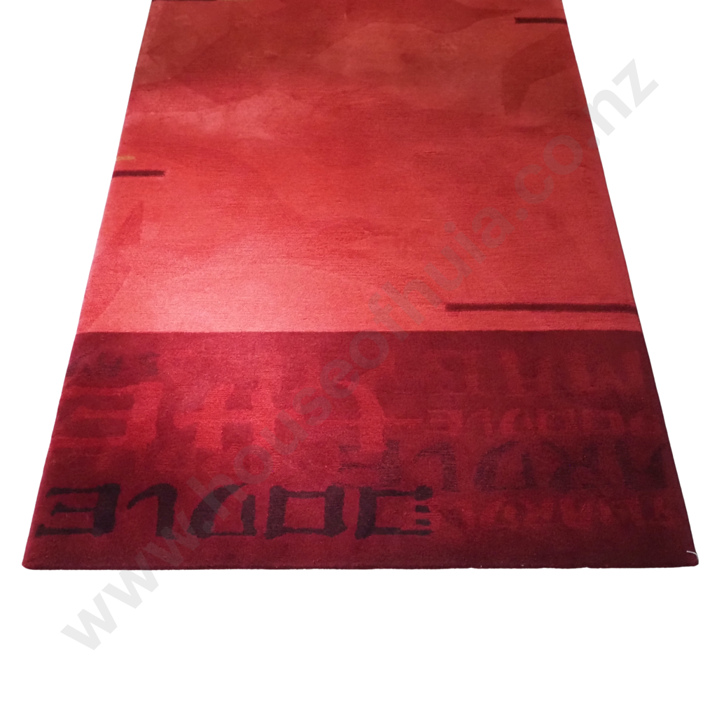 Massive Modern Dilana Rug in Red Tones w Denis Glover "The Magpies Said" Poem Motif & Figurative Magpie Birds Image 1++
