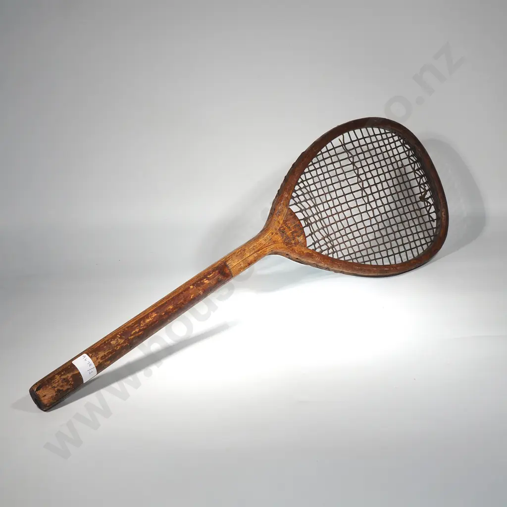 c1875 Lopsided Henry Malings Tennis Racket - Frances Street Woolwick London - Scarce - Early Lopsided (tilt head) Image 1++
