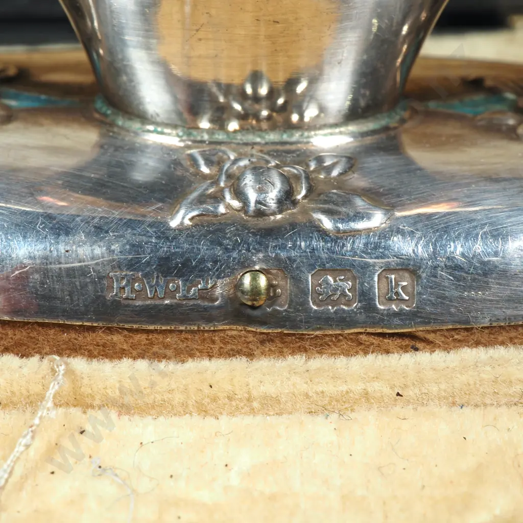 Magnificent Boxed Sterling Silver & Enamel Manicure Set by Henry Wilkinson & Co. Birmingham 1908 Image 1++