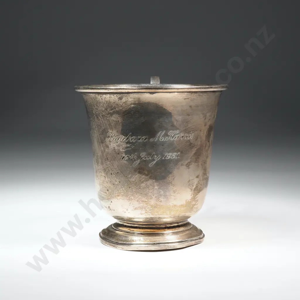 Sterling Silver Christening Cup - Full Hallmark 20th-Century Image 1++