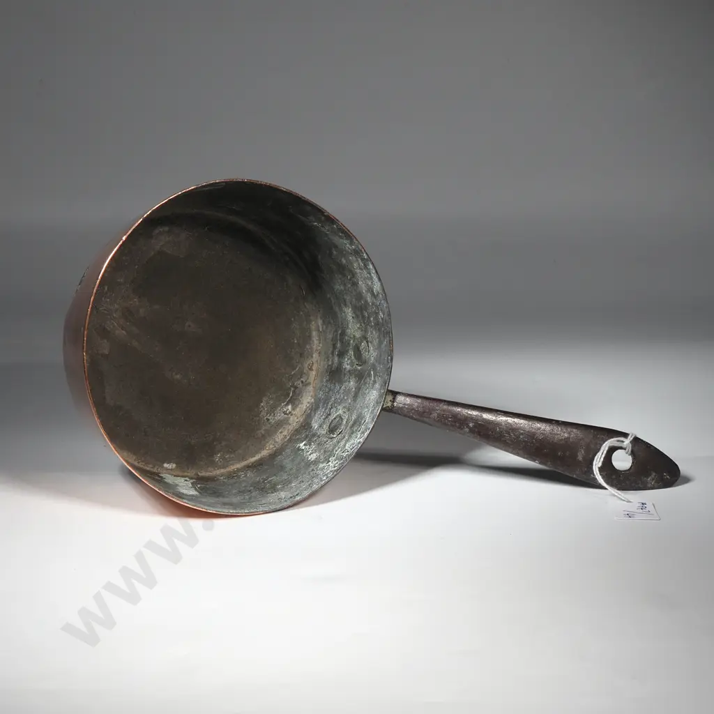 Small Copper Saucepan w Cast Iron Handle Image 1++