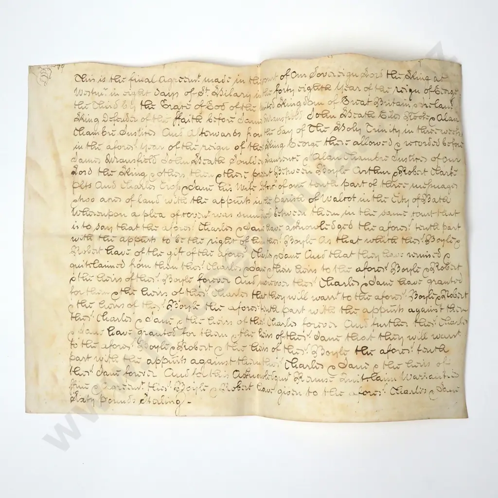 Court Agreement - City of Bath - 1808 - Vellum Image 1++