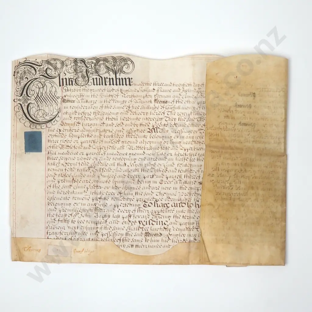 Deed - Whitacre Warwickshire - 1696 - Vellum & Seal & Stamp Duty Image 1++