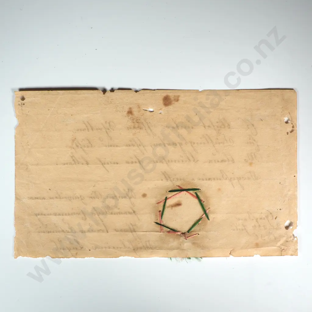 Antique Handwritten Note w a Piece of Hair Art (Braided Circle of Hair) - 1836 Image 1++