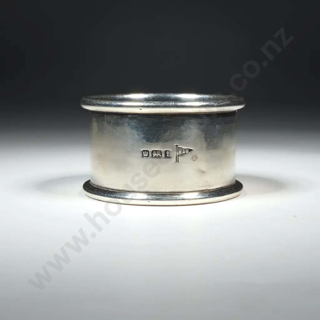 Sterling Silver Plain Serviette Ring Initialled "R" Image 1++