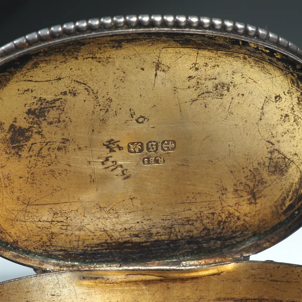 Antique Engine Turned Sterling Silver Oval Snuff Box Image 1++