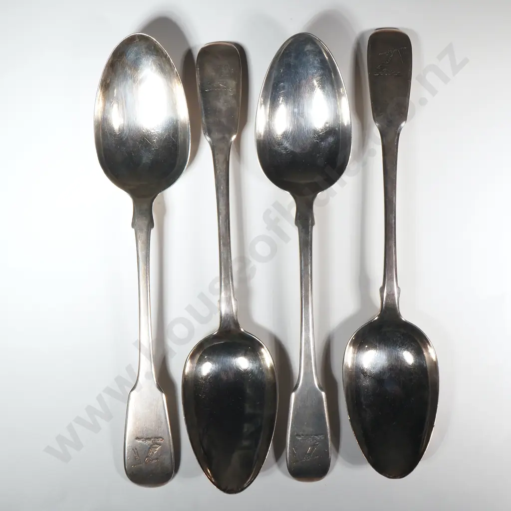 Four Georgian Sterling Silver Soup Spoons - Full Hallmarks Image 1++