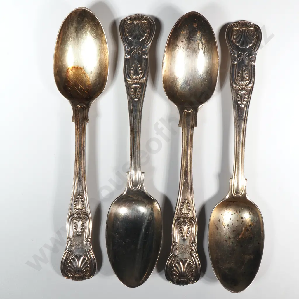 Four Sterling Silver Kings Pattern Tea Spoons - Full Hallmarks Image 1++
