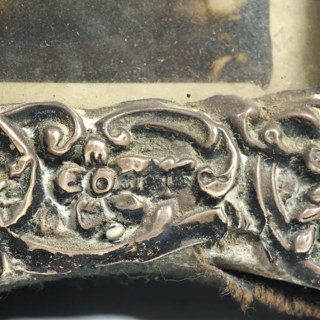 Sterling Silver Embossed Photo Frame w Velvet Support Image 1++