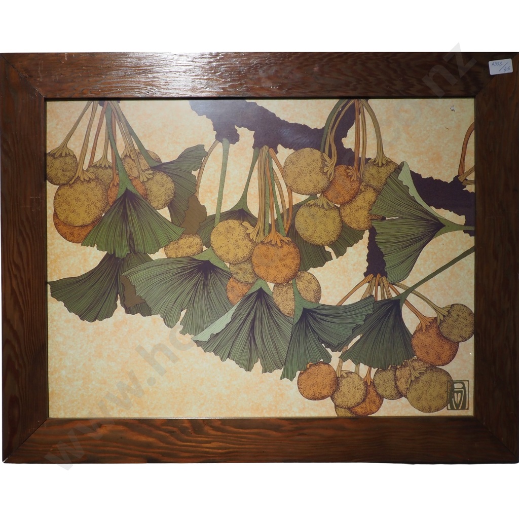 American Artist Anita Munman Arts & Crafts Print "Gingko in Autumn" Image 1++