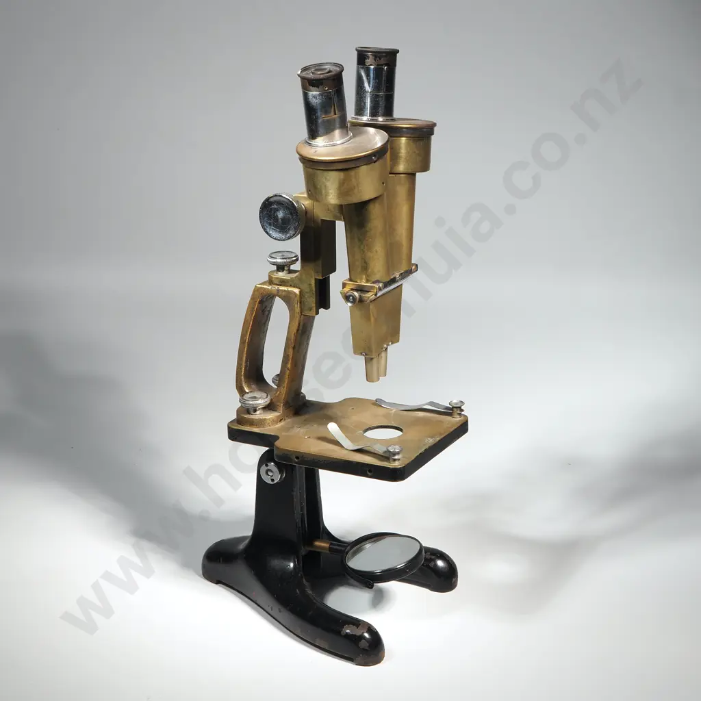 Vintage Brass Binocular Microscope Marked Sangamo Image 1++