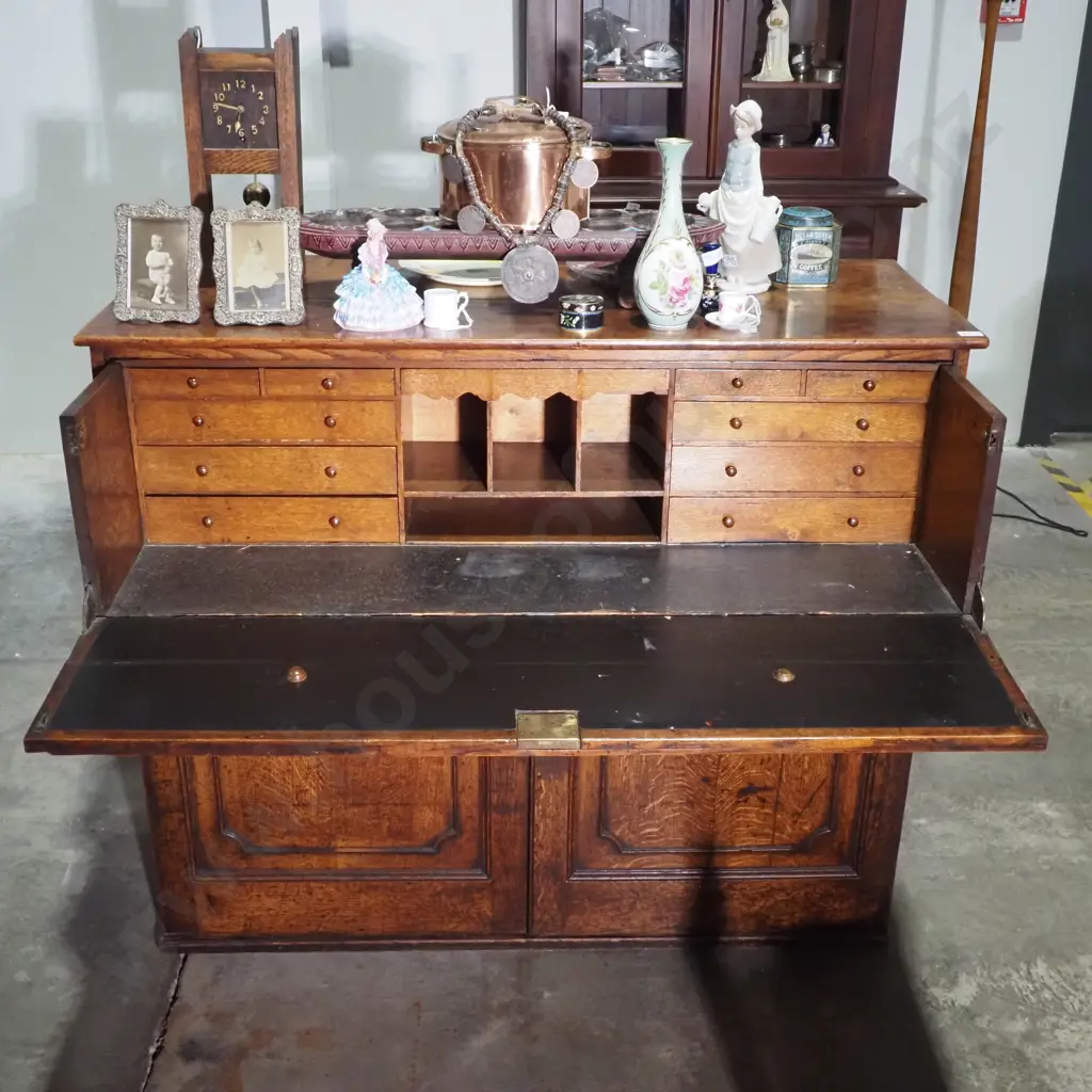 Georgian Oak Secretaire Bureau Desk Chiffonier Image 1++