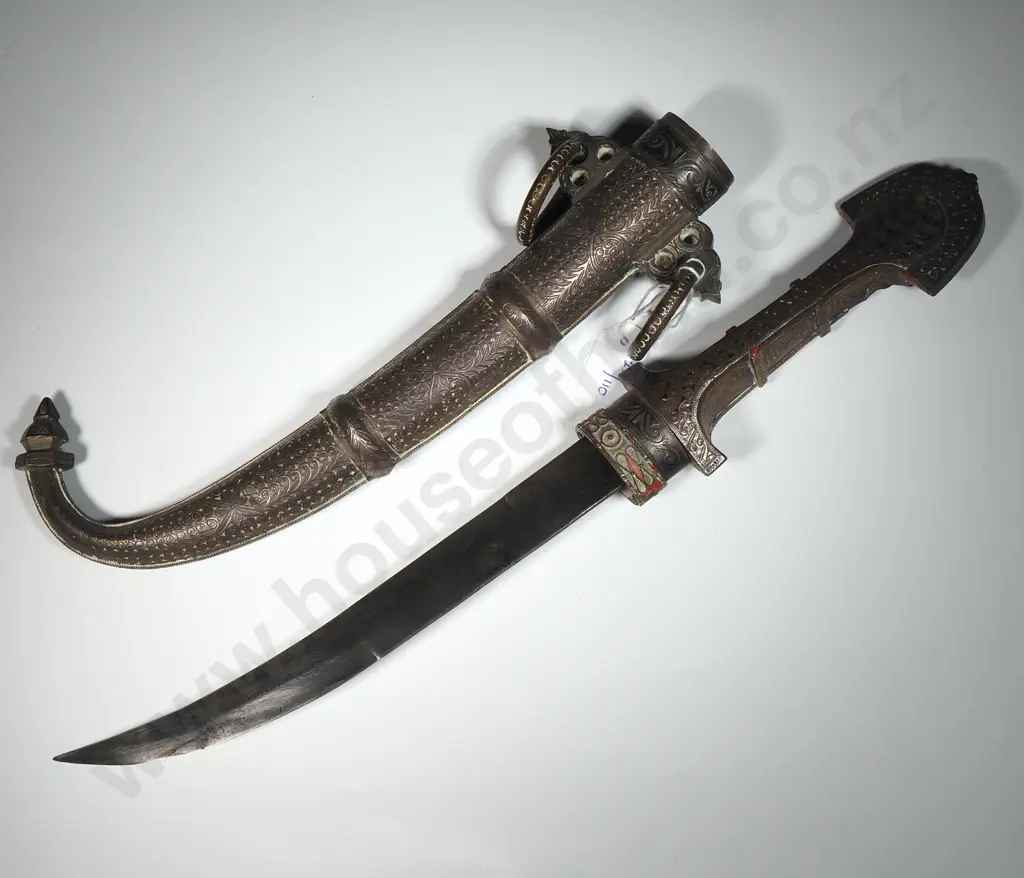 Handmade Moroccan Koummya Dagger W Sheath w Ornate Embossed & Applied Decoration  Image 1++